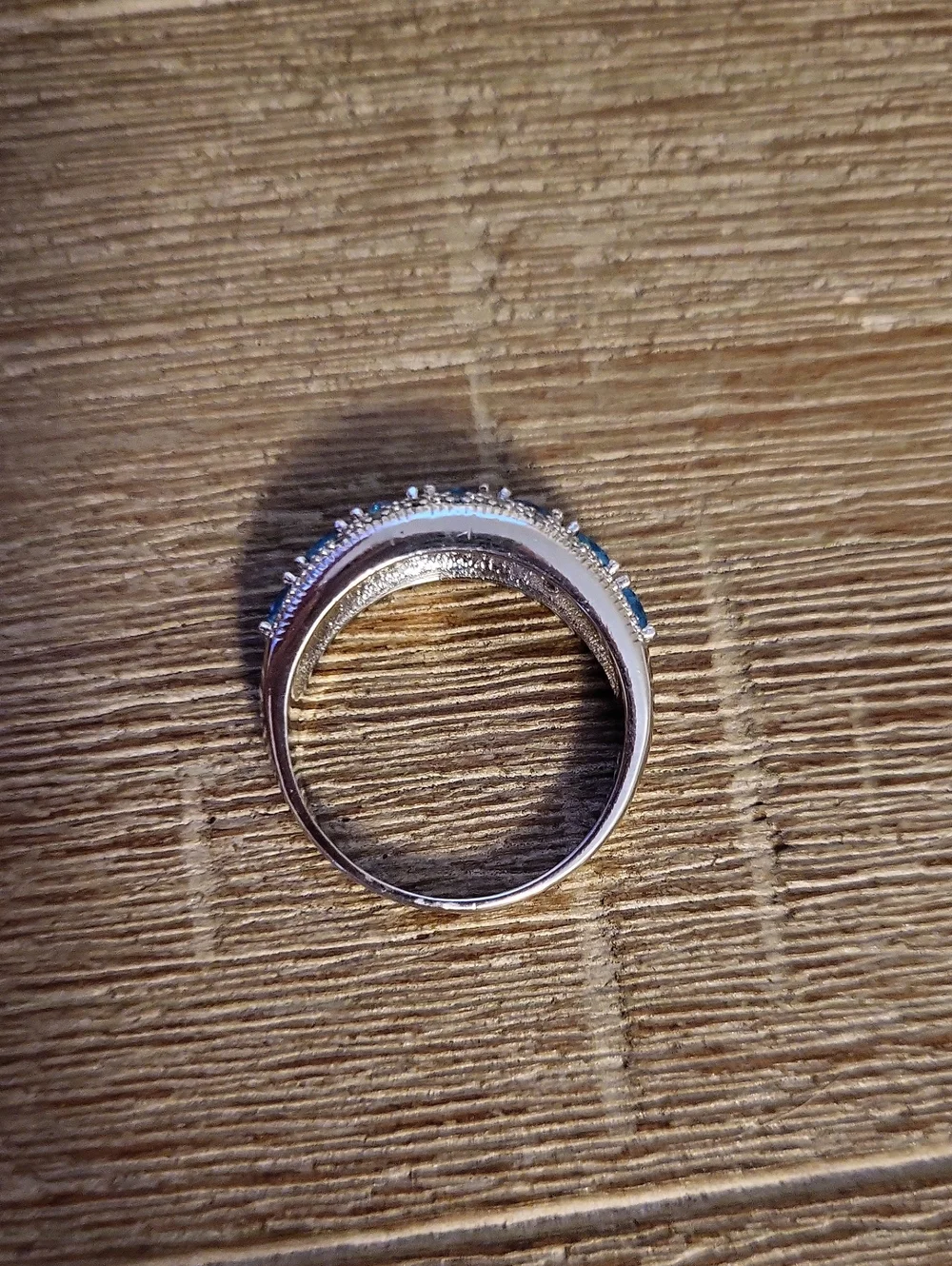 NWOT Sterling Silver CZ Turqoise Stones Band Ring